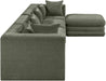 Meridian Furniture - Stellar 152" Green Chenille Fabric Upholstered 5Pc. Sectional - 608Green-Sec5A - GreatFurnitureDeal