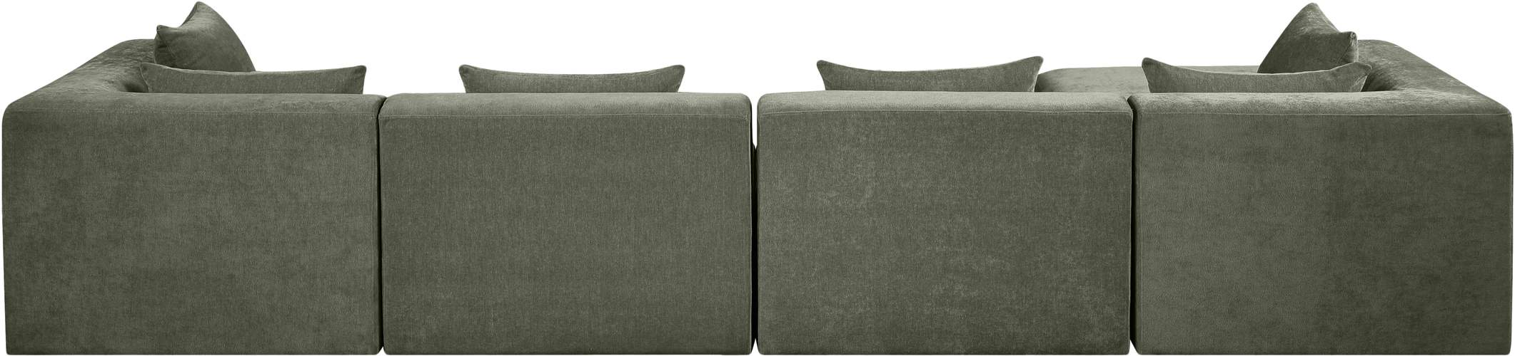 Meridian Furniture - Stellar 152" Green Chenille Fabric Upholstered 5Pc. Sectional - 608Green-Sec5A - GreatFurnitureDeal