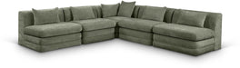 Meridian Furniture - Stellar 114" Green Chenille Fabric Upholstered 5Pc. Sectional - 608Green-Sec5B - GreatFurnitureDeal
