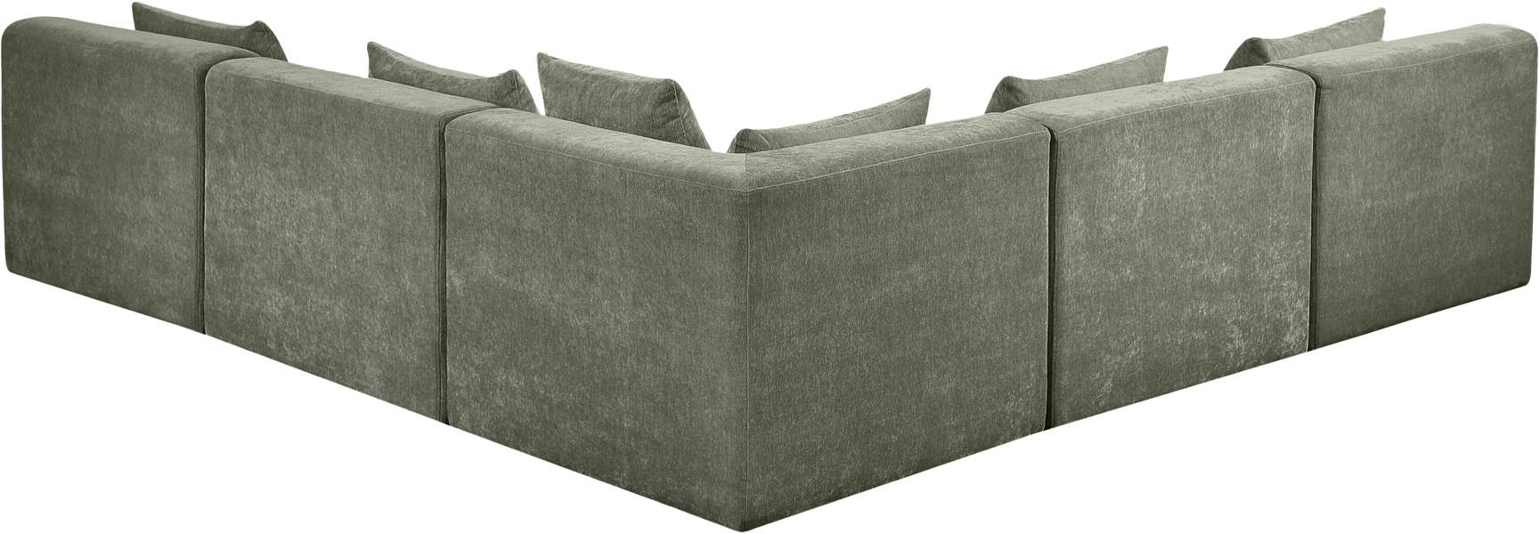 Meridian Furniture - Stellar 114" Green Chenille Fabric Upholstered 5Pc. Sectional - 608Green-Sec5B - GreatFurnitureDeal