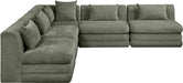 Meridian Furniture - Stellar 114" Green Chenille Fabric Upholstered 5Pc. Sectional - 608Green-Sec5B - GreatFurnitureDeal