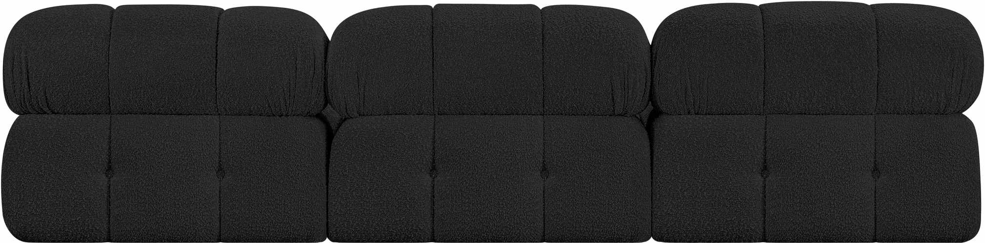 Meridian Furniture - Ames 102" Black Boucle Fabric Upholstered 3pc. Armless Sofa - 611Black-S102B - GreatFurnitureDeal