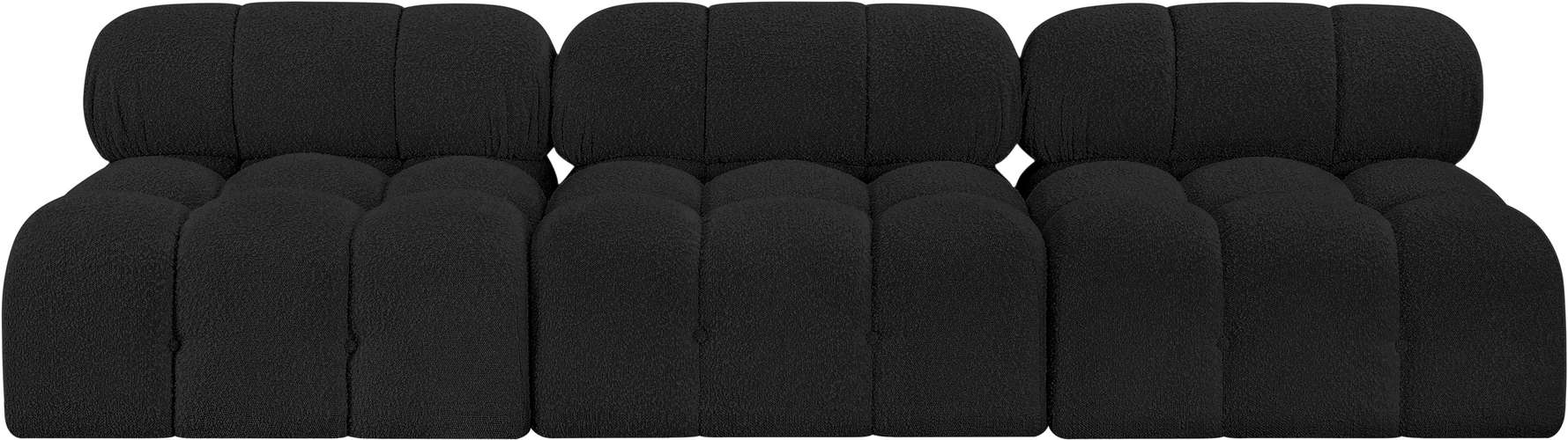 Meridian Furniture - Ames 102" Black Boucle Fabric Upholstered 3pc. Armless Sofa - 611Black-S102B - GreatFurnitureDeal