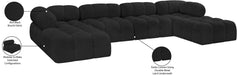 Meridian Furniture - Ames 136" Black Boucle Fabric Upholstered 6pc. Sectional - 611Black-Sec6D - GreatFurnitureDeal