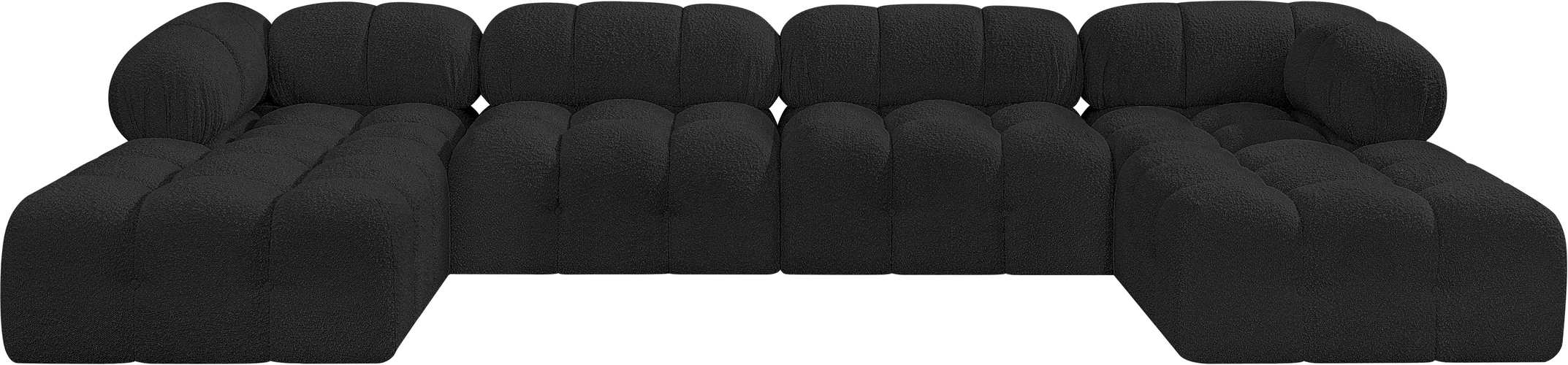 Meridian Furniture - Ames 136" Black Boucle Fabric Upholstered 6pc. Sectional - 611Black-Sec6D - GreatFurnitureDeal