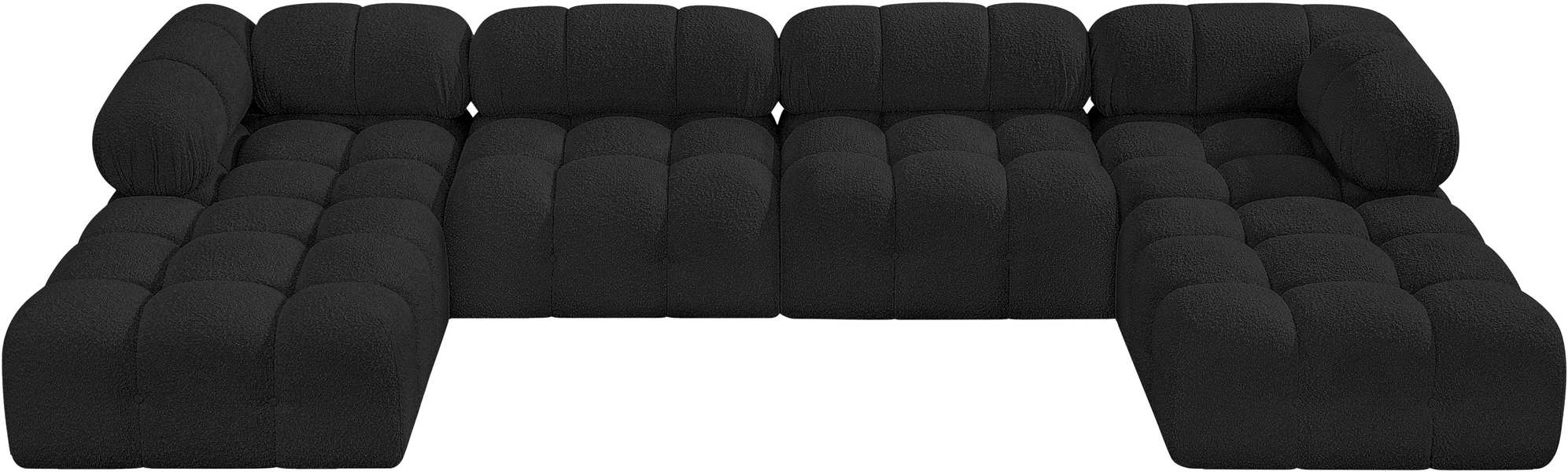 Meridian Furniture - Ames 136" Black Boucle Fabric Upholstered 6pc. Sectional - 611Black-Sec6D - GreatFurnitureDeal