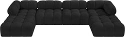 Meridian Furniture - Ames 136" Black Boucle Fabric Upholstered 6pc. Sectional - 611Black-Sec6D - GreatFurnitureDeal