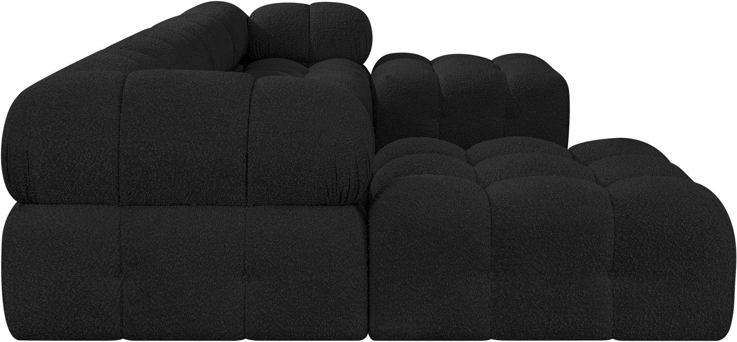 Meridian Furniture - Ames 136" Black Boucle Fabric Upholstered 6pc. Sectional - 611Black-Sec6D - GreatFurnitureDeal