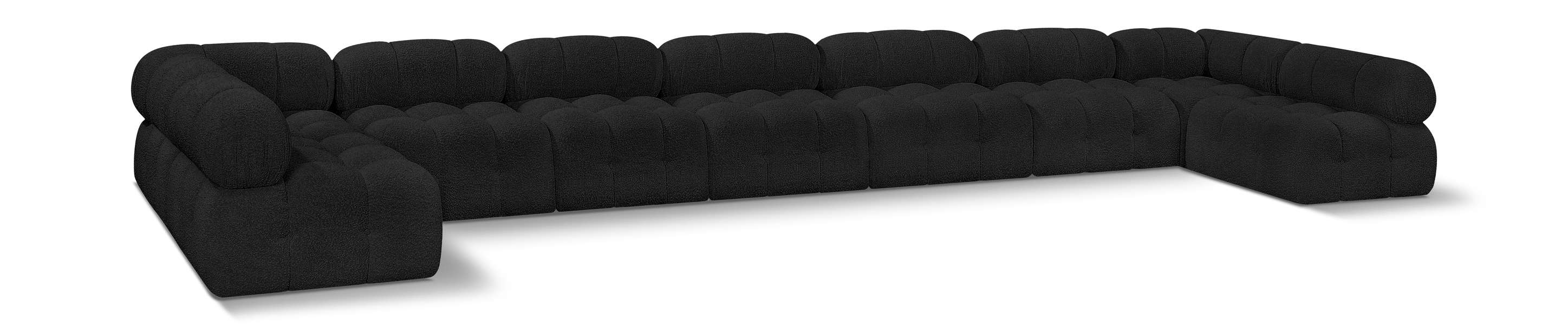 Meridian Furniture - Ames 204" Black Boucle Fabric Upholstered 9pc. Sectional - 611Black-Sec9A - GreatFurnitureDeal