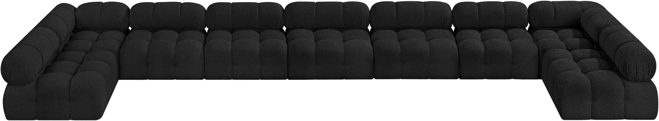 Meridian Furniture - Ames 204" Black Boucle Fabric Upholstered 9pc. Sectional - 611Black-Sec9A - GreatFurnitureDeal