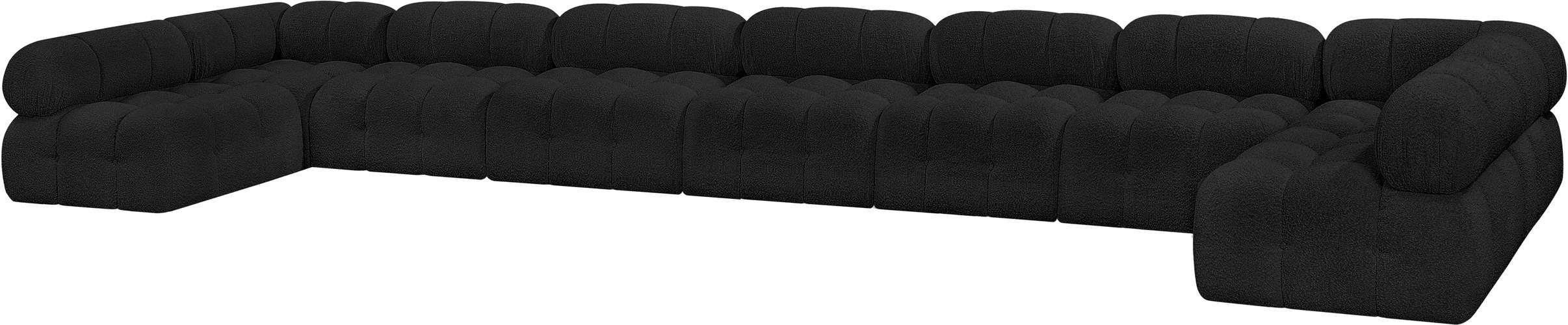 Meridian Furniture - Ames 204" Black Boucle Fabric Upholstered 9pc. Sectional - 611Black-Sec9A - GreatFurnitureDeal