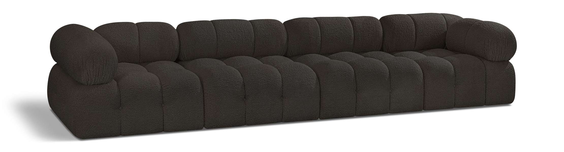 Meridian Furniture - Ames 136" Brown Boucle Fabric Upholstered 4pc. Sofa - 611Brown-S136A - GreatFurnitureDeal