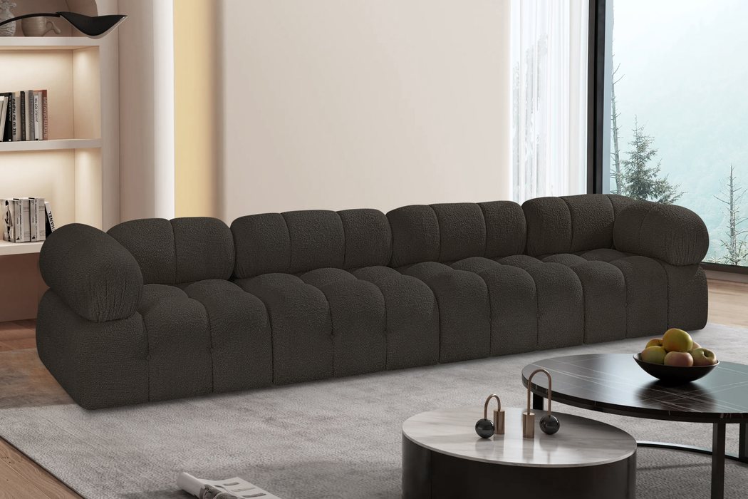 Meridian Furniture - Ames 136" Brown Boucle Fabric Upholstered 4pc. Sofa - 611Brown-S136A - GreatFurnitureDeal