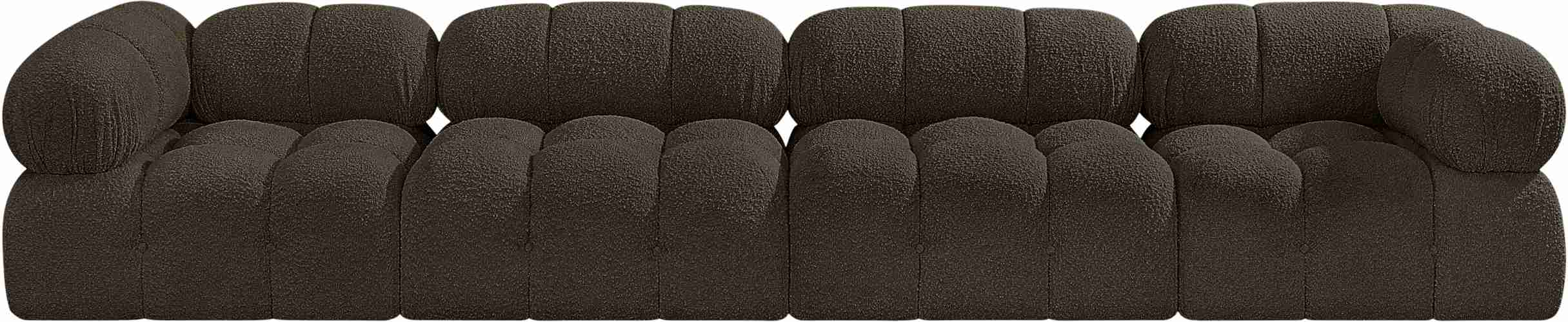Meridian Furniture - Ames 136" Brown Boucle Fabric Upholstered 4pc. Sofa - 611Brown-S136A - GreatFurnitureDeal