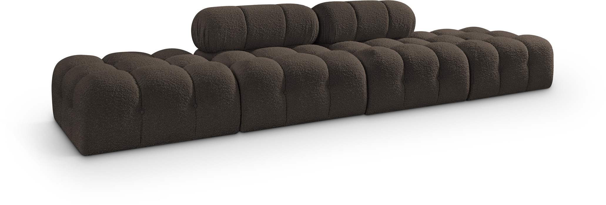 Meridian Furniture - Ames 136" Brown Boucle Fabric Upholstered 4pc. Sofa - 611Brown-S136C - GreatFurnitureDeal
