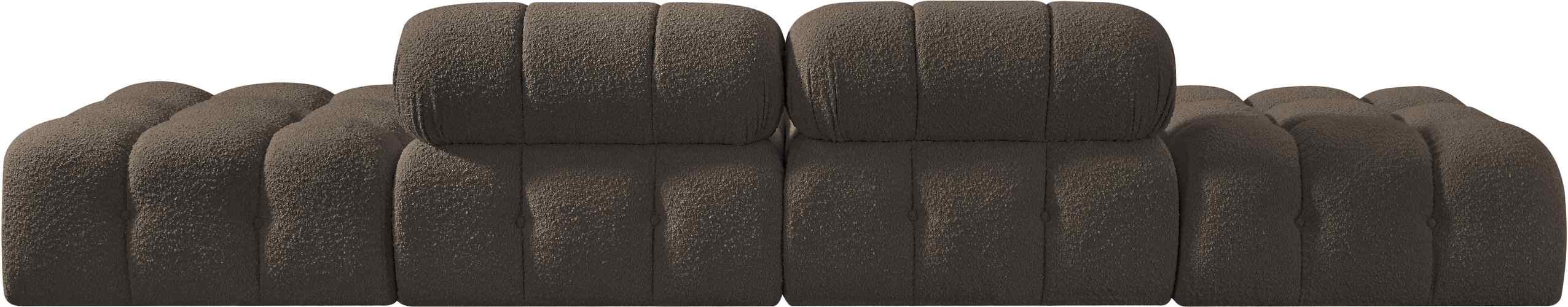 Meridian Furniture - Ames 136" Brown Boucle Fabric Upholstered 4pc. Sofa - 611Brown-S136C - GreatFurnitureDeal