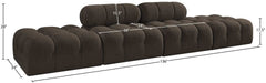 Meridian Furniture - Ames 136" Brown Boucle Fabric Upholstered 4pc. Sofa - 611Brown-S136C - GreatFurnitureDeal