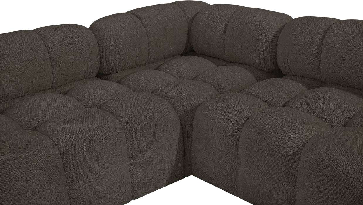 Meridian Furniture - Ames 102" Brown Boucle Fabric Upholstered 5pc. Sectional - 611Brown-Sec5D - GreatFurnitureDeal