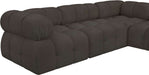 Meridian Furniture - Ames 102" Brown Boucle Fabric Upholstered 5pc. Sectional - 611Brown-Sec5D - GreatFurnitureDeal