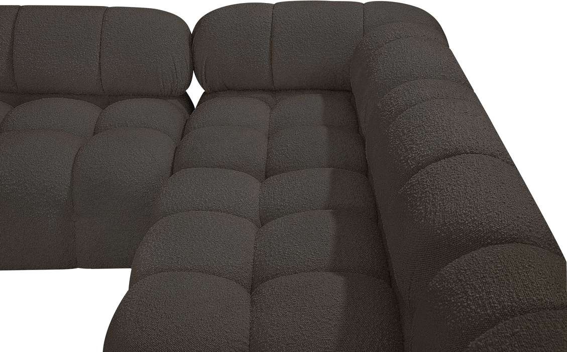 Meridian Furniture - Ames 102" Brown Boucle Fabric Upholstered 5pc. Sectional - 611Brown-Sec5D - GreatFurnitureDeal