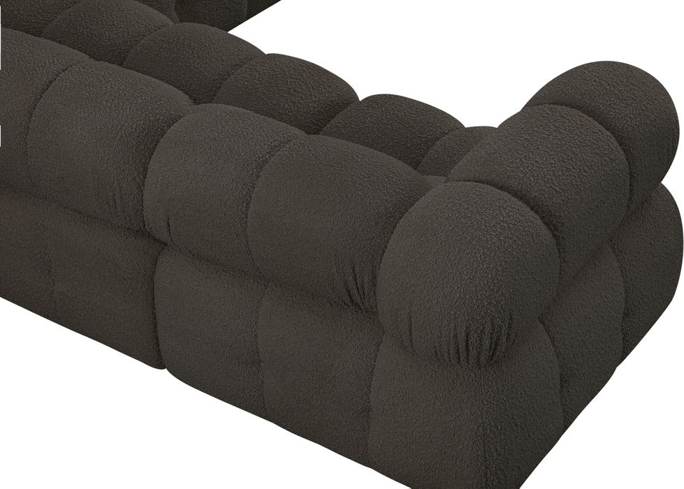 Meridian Furniture - Ames 102" Brown Boucle Fabric Upholstered 5pc. Sectional - 611Brown-Sec5D - GreatFurnitureDeal