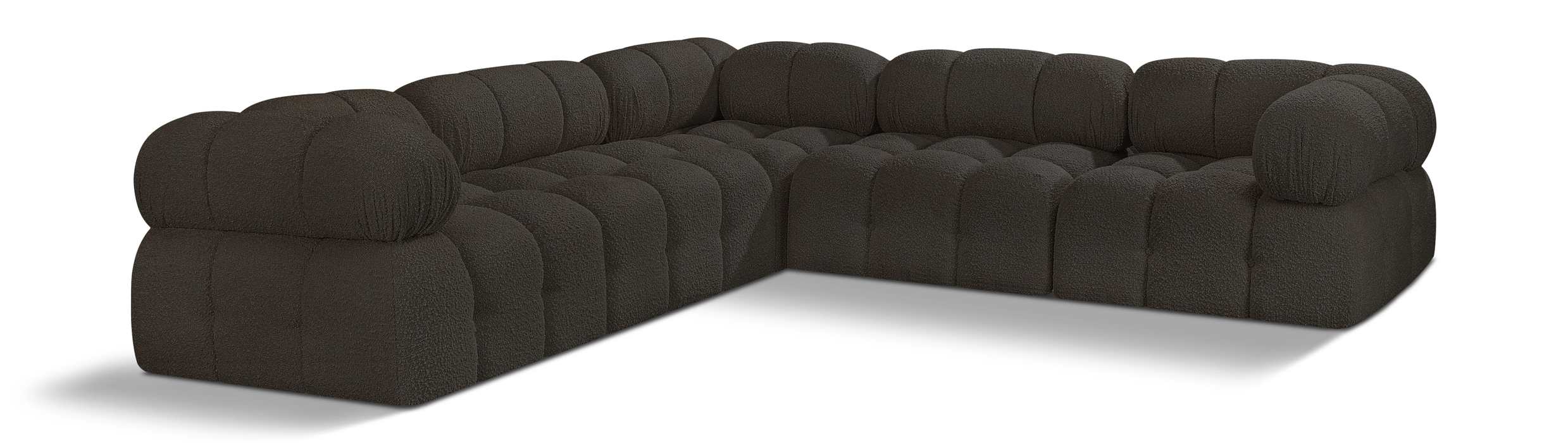 Meridian Furniture - Ames 102" Brown Boucle Fabric Upholstered 5pc. Sectional - 611Brown-Sec5D - GreatFurnitureDeal
