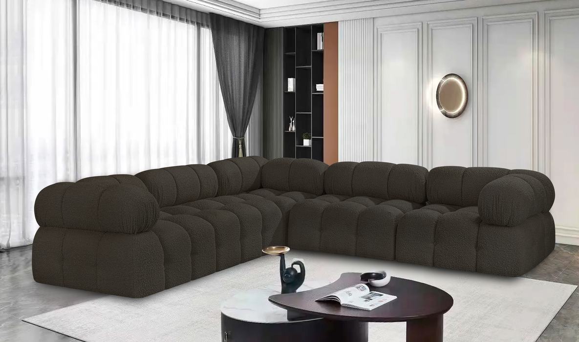 Meridian Furniture - Ames 102" Brown Boucle Fabric Upholstered 5pc. Sectional - 611Brown-Sec5D - GreatFurnitureDeal