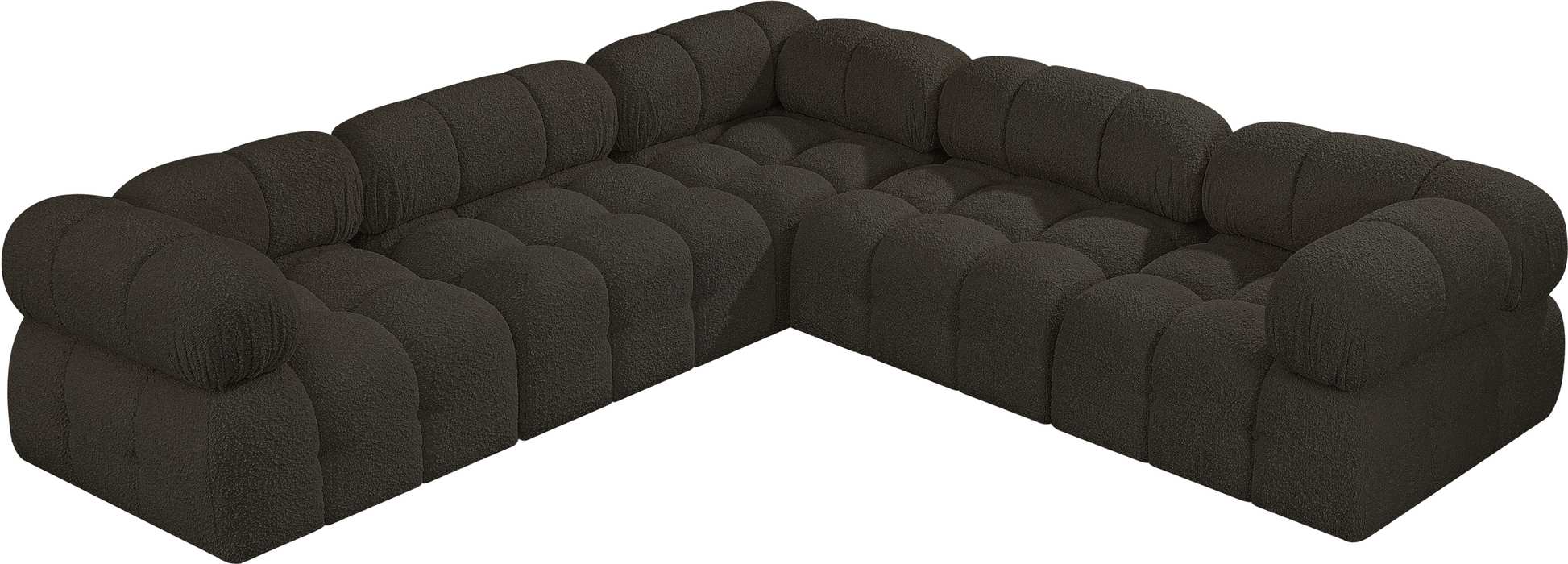 Meridian Furniture - Ames 102" Brown Boucle Fabric Upholstered 5pc. Sectional - 611Brown-Sec5D - GreatFurnitureDeal