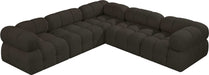 Meridian Furniture - Ames 102" Brown Boucle Fabric Upholstered 5pc. Sectional - 611Brown-Sec5D - GreatFurnitureDeal