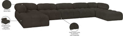 Meridian Furniture - Ames 170" Brown Boucle Fabric Upholstered 7pc. Sectional - 611Brown-Sec7B - GreatFurnitureDeal
