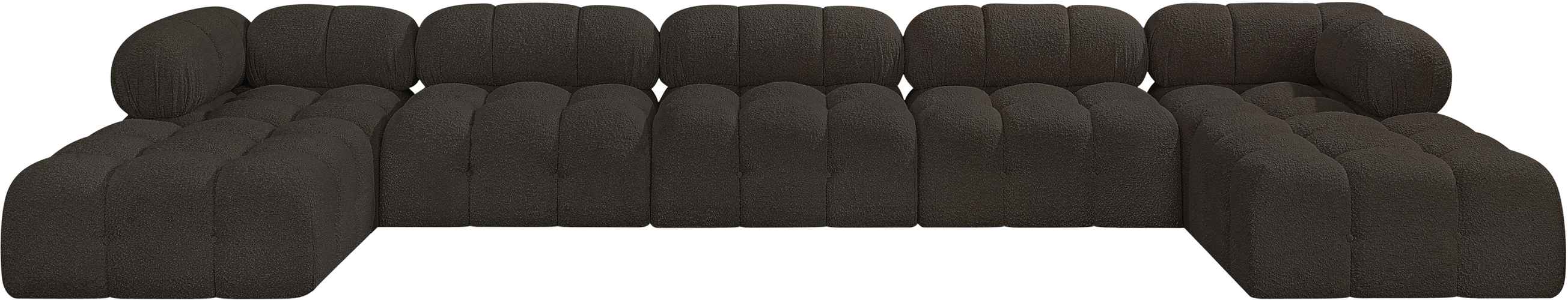 Meridian Furniture - Ames 170" Brown Boucle Fabric Upholstered 7pc. Sectional - 611Brown-Sec7B - GreatFurnitureDeal