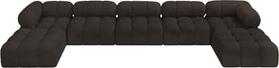 Meridian Furniture - Ames 170" Brown Boucle Fabric Upholstered 7pc. Sectional - 611Brown-Sec7B - GreatFurnitureDeal