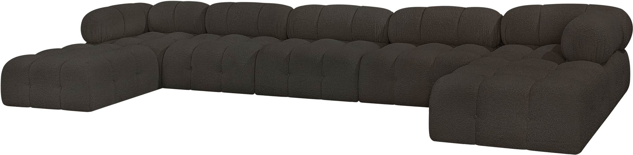 Meridian Furniture - Ames 170" Brown Boucle Fabric Upholstered 7pc. Sectional - 611Brown-Sec7B - GreatFurnitureDeal