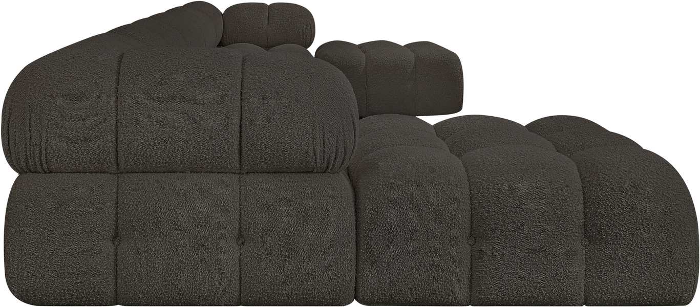 Meridian Furniture - Ames 170" Brown Boucle Fabric Upholstered 7pc. Sectional - 611Brown-Sec7B - GreatFurnitureDeal