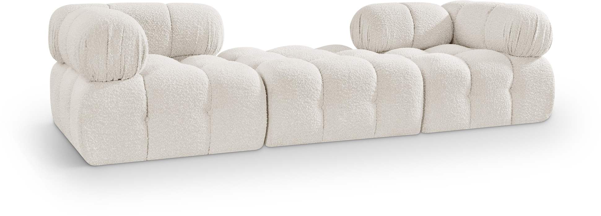 Meridian Furniture - Ames 102" Cream Boucle Fabric Upholstered 3pc. Sofa - 611Cream-S102D - GreatFurnitureDeal