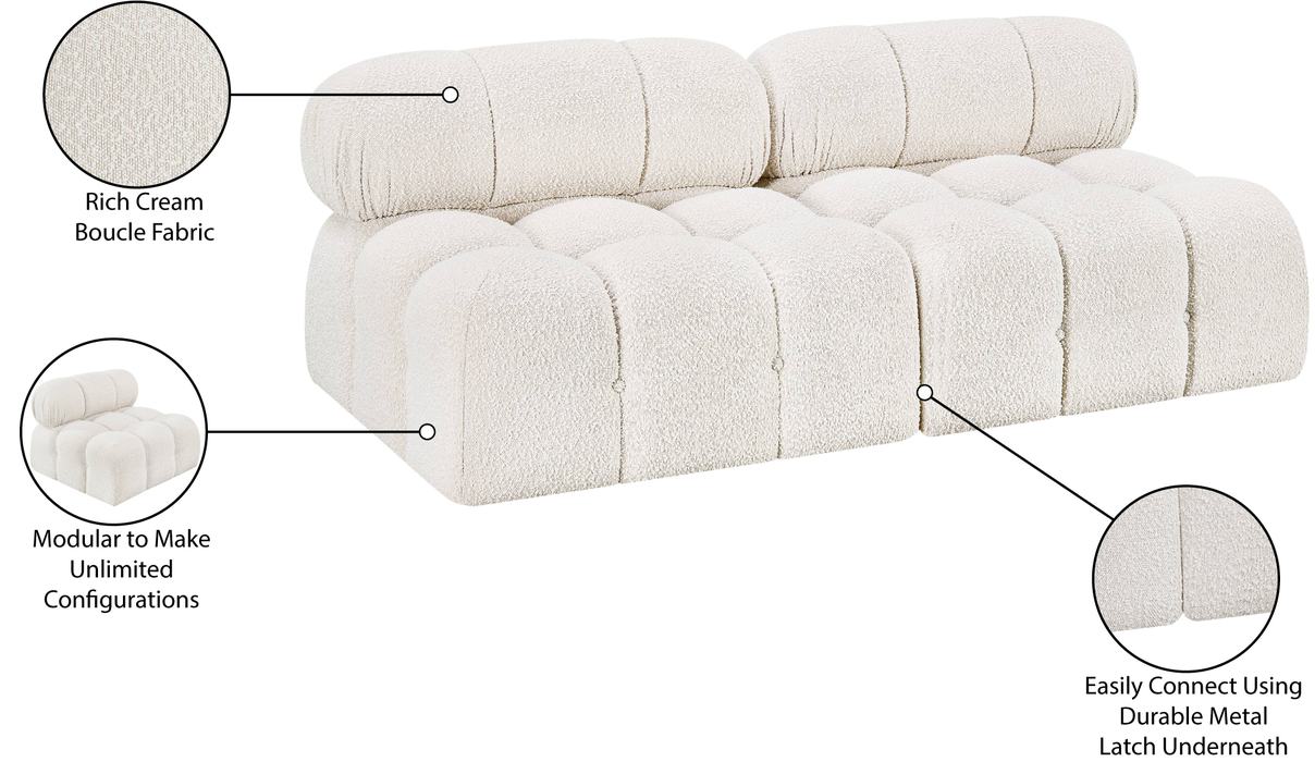 Meridian Furniture - Ames 68" Cream Boucle Fabric Upholstered 2pc. Armless Loveseat - 611Cream-S68B - GreatFurnitureDeal