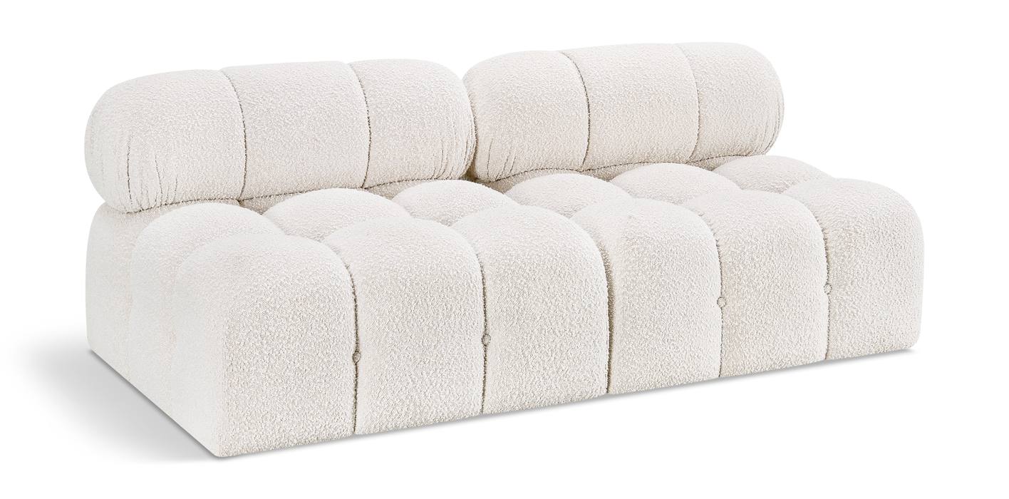 Meridian Furniture - Ames 68" Cream Boucle Fabric Upholstered 2pc. Armless Loveseat - 611Cream-S68B - GreatFurnitureDeal