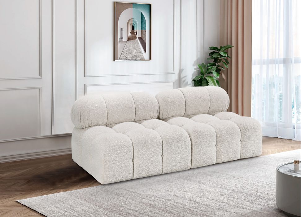 Meridian Furniture - Ames 68" Cream Boucle Fabric Upholstered 2pc. Armless Loveseat - 611Cream-S68B - GreatFurnitureDeal