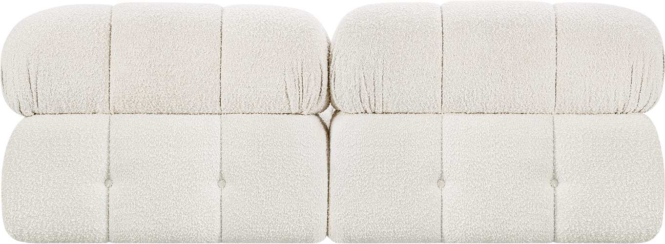 Meridian Furniture - Ames 68" Cream Boucle Fabric Upholstered 2pc. Armless Loveseat - 611Cream-S68B - GreatFurnitureDeal