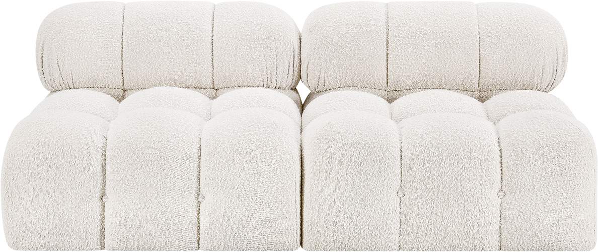 Meridian Furniture - Ames 68" Cream Boucle Fabric Upholstered 2pc. Armless Loveseat - 611Cream-S68B - GreatFurnitureDeal