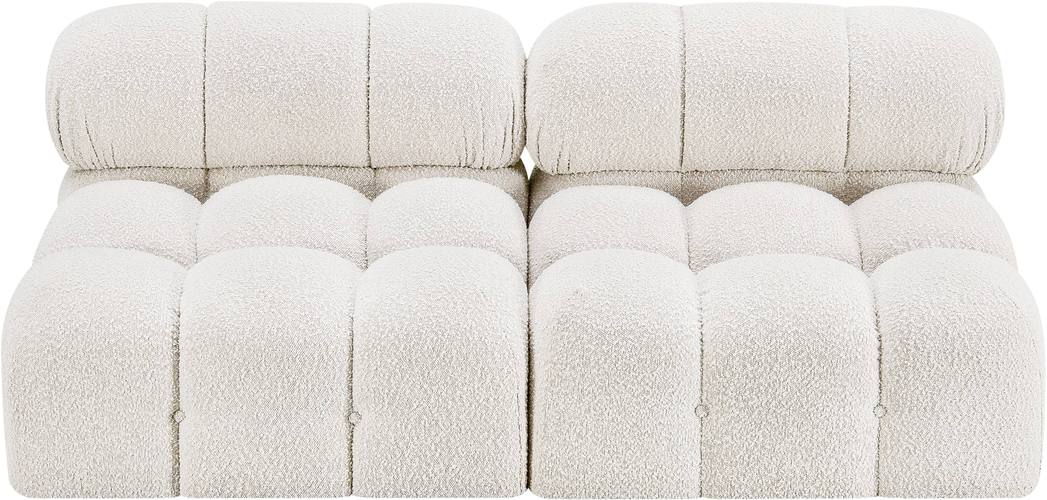 Meridian Furniture - Ames 68" Cream Boucle Fabric Upholstered 2pc. Armless Loveseat - 611Cream-S68B - GreatFurnitureDeal