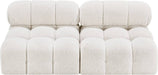Meridian Furniture - Ames 68" Cream Boucle Fabric Upholstered 2pc. Armless Loveseat - 611Cream-S68B - GreatFurnitureDeal