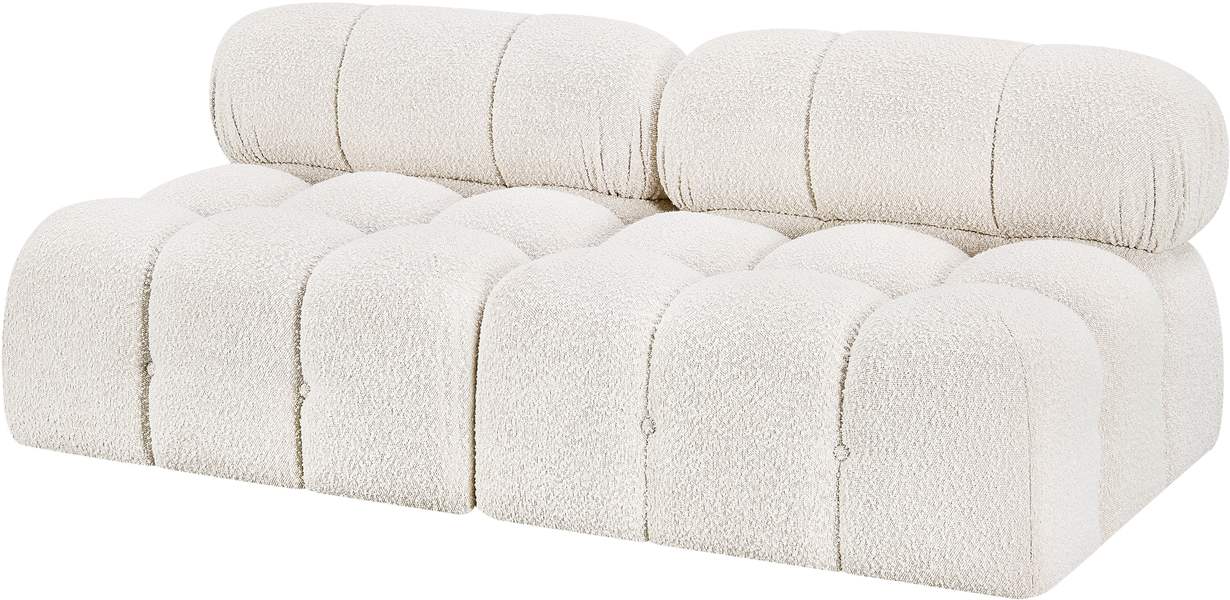Meridian Furniture - Ames 68" Cream Boucle Fabric Upholstered 2pc. Armless Loveseat - 611Cream-S68B - GreatFurnitureDeal