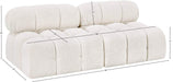 Meridian Furniture - Ames 68" Cream Boucle Fabric Upholstered 2pc. Armless Loveseat - 611Cream-S68B - GreatFurnitureDeal