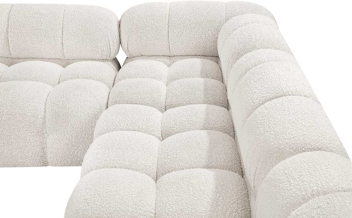 Meridian Furniture - Ames 136" Cream Boucle Fabric Upholstered 5pc. Sectional - 611Cream-Sec5A - GreatFurnitureDeal