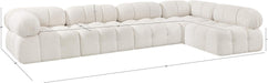 Meridian Furniture - Ames 136" Cream Boucle Fabric Upholstered 5pc. Sectional - 611Cream-Sec5A - GreatFurnitureDeal