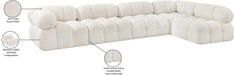 Meridian Furniture - Ames 136" Cream Boucle Fabric Upholstered 5pc. Sectional - 611Cream-Sec5A - GreatFurnitureDeal