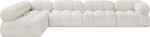 Meridian Furniture - Ames 136" Cream Boucle Fabric Upholstered 5pc. Sectional - 611Cream-Sec5A - GreatFurnitureDeal