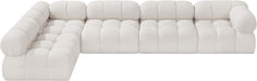 Meridian Furniture - Ames 136" Cream Boucle Fabric Upholstered 5pc. Sectional - 611Cream-Sec5A - GreatFurnitureDeal