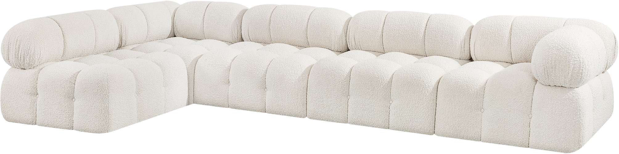 Meridian Furniture - Ames 136" Cream Boucle Fabric Upholstered 5pc. Sectional - 611Cream-Sec5A - GreatFurnitureDeal